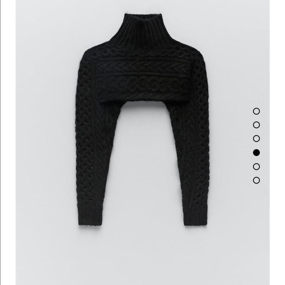 Zara black cable knit sleeve scarf sweater Nwt - Picture 2 of 4
